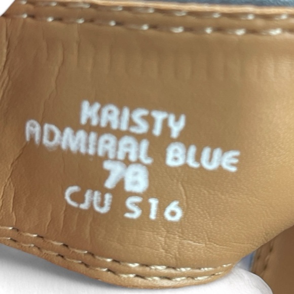 Earth Kristy Women's Admiral Blue Leather Heel Side Zip Bootie Peep Toe Sz 7B - Picture 5 of 9